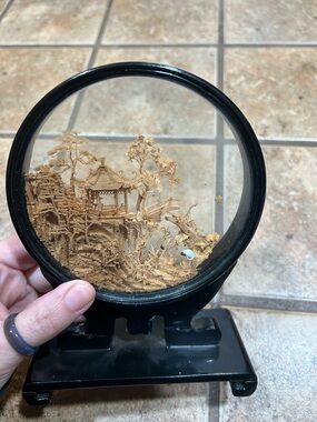 Vintage Chinese Cork Diorama figure collectible decor